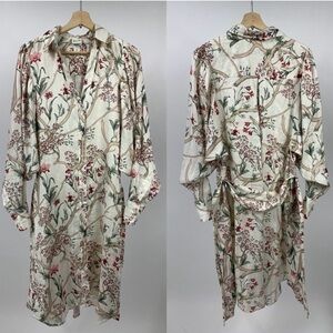 JOHANNA ORTIZ x H&M Linen
Shirt Floral Print Dolman Sleeve Dress Size M
